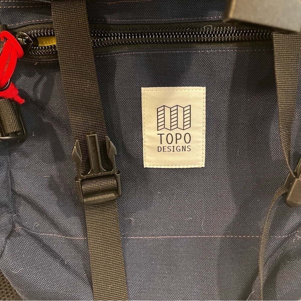 Topo Designs navy blue and yellow/green interior accents fold over backpack - Picture 11 of 11